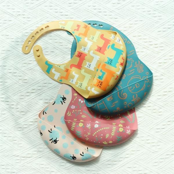 Proteja suas roupas de bebê silicone bebê bib resistente a manchas animal padrão de impressão silicone bib