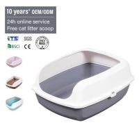 Caja de basura para gatos semi-cerrada de plástico PET marrón contra salpicaduras para artículos para mascotas