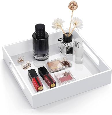 Large White Acrylic Tray With Handles Serving  Lucite Square