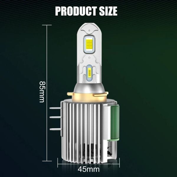 H15 LED Headlight Built-in Decoder Plug and Play Silent Cooling 3800LM IP67 12V