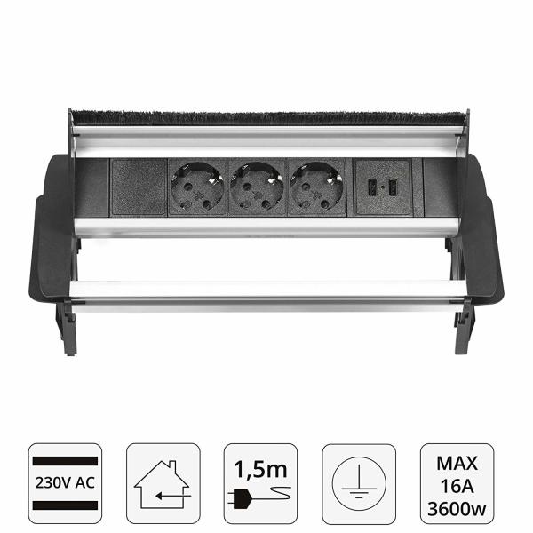 3500 Watts Electric Flip Socket Table Connector Inconspicuous Design Plastic Material