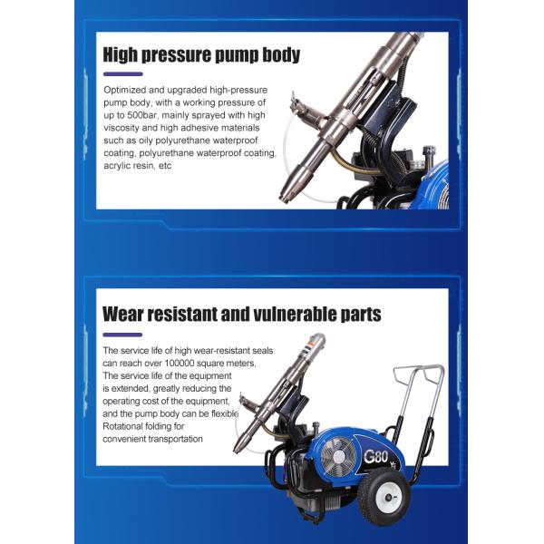 G80 High Pressure Polyurethane Spray Machine 500kg Waterproof Epoxy Paint Sprayer