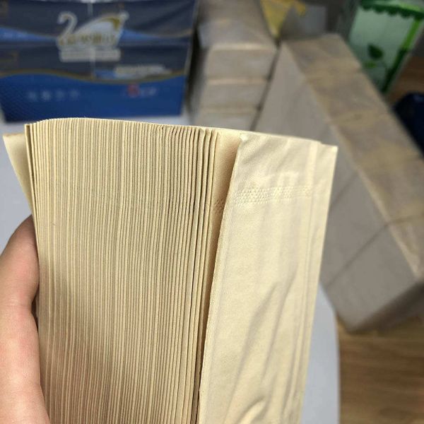 Wholesale High quality unbleached virgin bamboo pulp 3 ply facial tissue paper