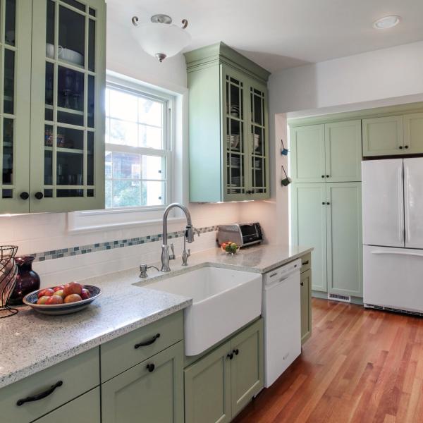 American Country Style Sage Green Shaker Kitchen Cabinets Medium Size