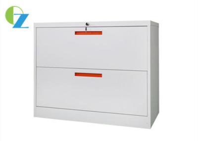 0.8mm Two Drawers Office Lateral File Cabinets With Red Steel Handle