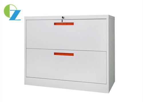 0.8mm Two Drawers Office Lateral File Cabinets With Red Steel Handle