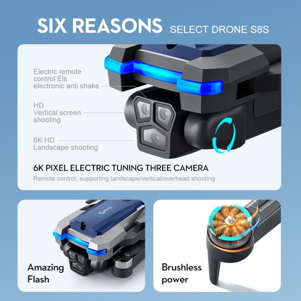 Hot S8s Drones 2.4G WiFi FPV 4K HD Camera Foldable RC Drone Quadcopter Performance Maximum Flight Time 10-20min