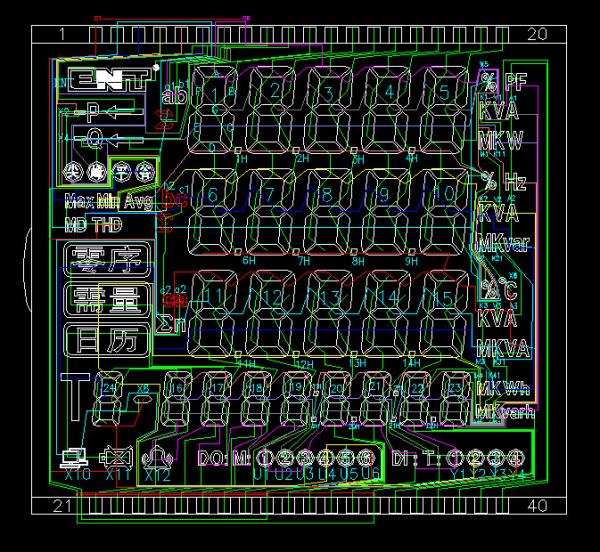 STN 7セグメントLCDディスプレイ 計測装置 LCDモジュール 青色背景と白色テキスト