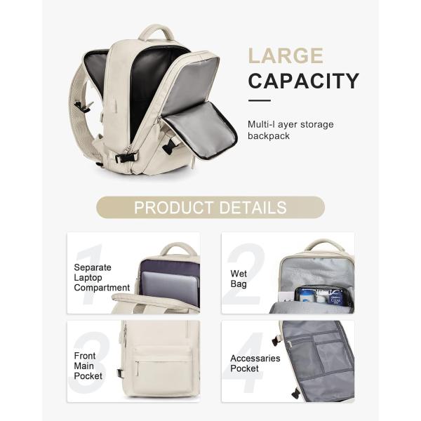 Compañía aérea grande de color beige aprobado Carry On Waterproof Trabajo de negocios Bolso de viaje personalizado para mujeres hombres