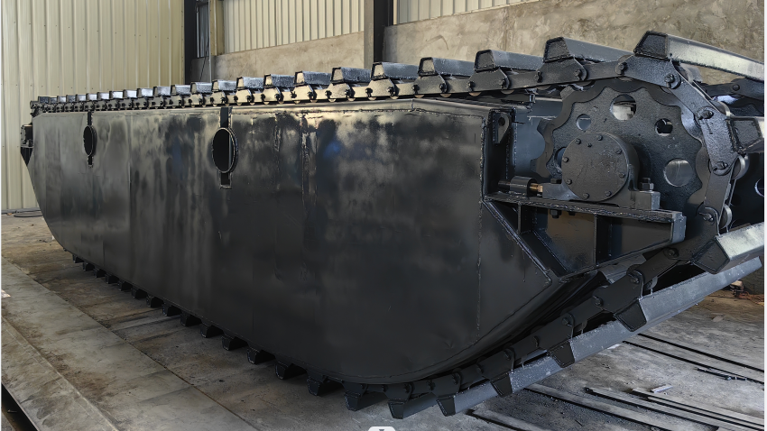 Customized Floating Pontoon Undercarriage for Amphibious Excavator Swamp Marsh Wetlands Conversion Supplier