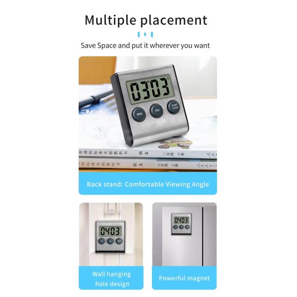 DTH-23 Digital Count Up And Down Magnetic Timer Clock With Alarm Fast Setting For Cooking Digital Countdown Kitchen Timer