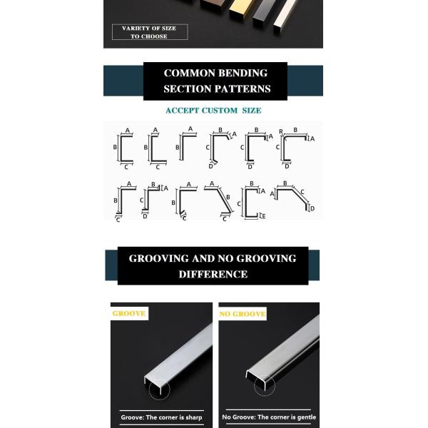 Плитка нержавеющей стали ранга 304 уравновешивает 0.65mm толщина украшает край стены
