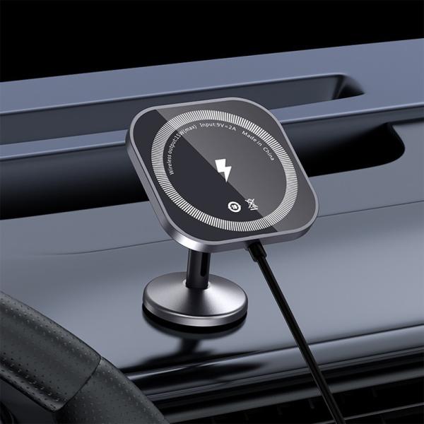 Magnetic Charging Mobile Phone Car Holder 15w Wireless Car Charger Mount Auto-sensing Car Phone Holder