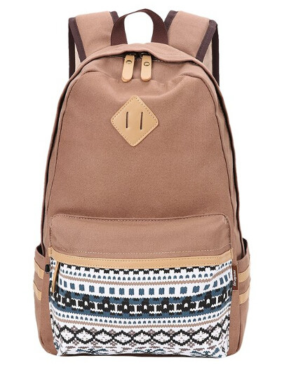 Casual Style Canvas School Bags , Unisex Travel Hiking Backpack Custom Color