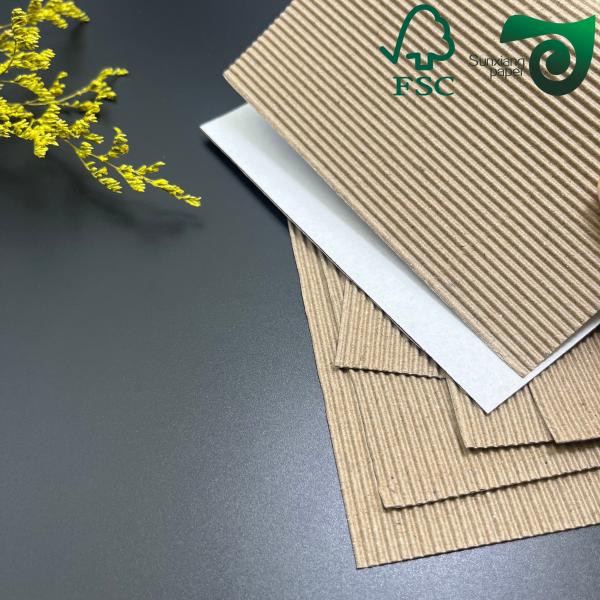 FSC E Hojas de cartón corrugado de pared única para cubiertas de tazas de café marrón