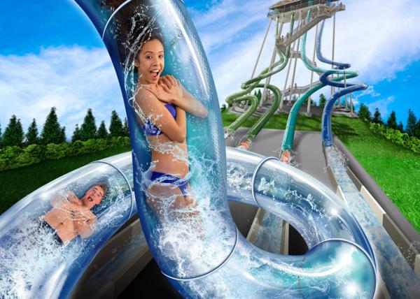 Adult Construction Spiral Swimming Pool Slide Theme Park Water Slide 90 KW Power