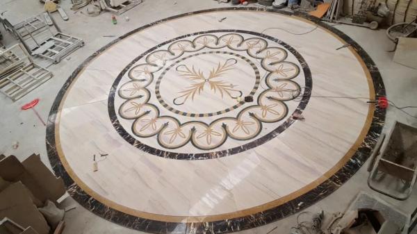 Hall Decorative Natural Stone Floor Medallions Nice Water Jet Pattern