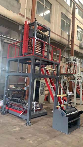 plastic double co-extruder 2 color stripe film blowing machine for making T-shirt bag