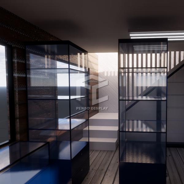 ODM Glass Vapor Shop Furniture Display With T4 LED Lighting