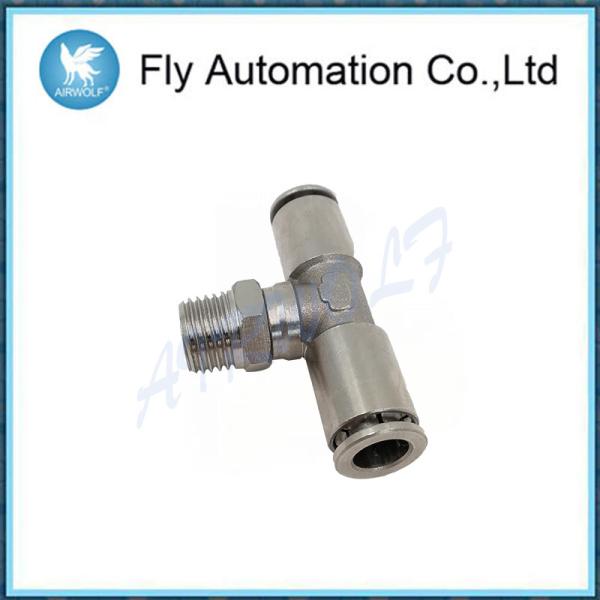 S6430 Series Pneumatic Pipe Fittings Swivel Male Tee Sprint Nickel Plated Brass