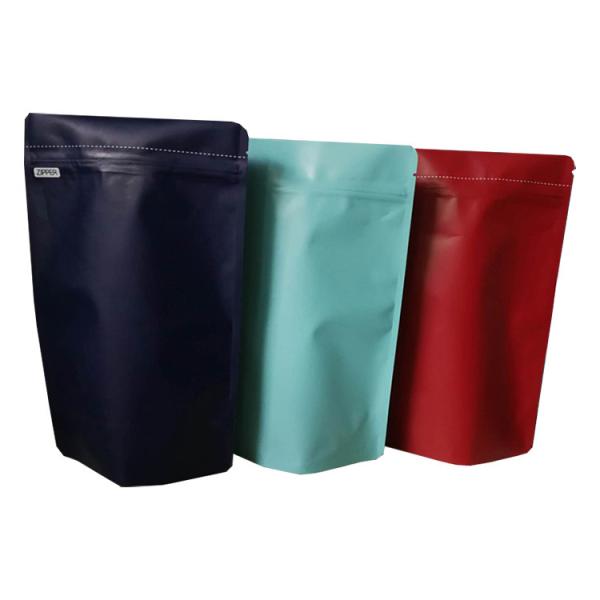 Custom Resealable Aluminium Foil Lined Ziplock Stand Up Coffee Pouches with One Way Valve