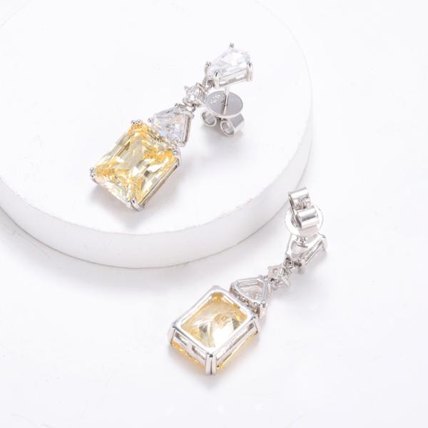Yellow CZ Drop Earrings White Gold Plated 925 Cubic Zirconia Drop Earrings