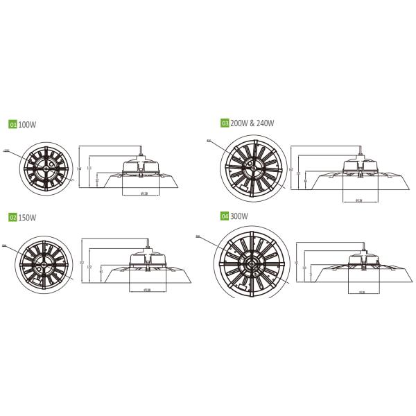 IP65 100-300W 3 Years Warranty Lightweight LED High Bay Light For Warehouse Supermarket