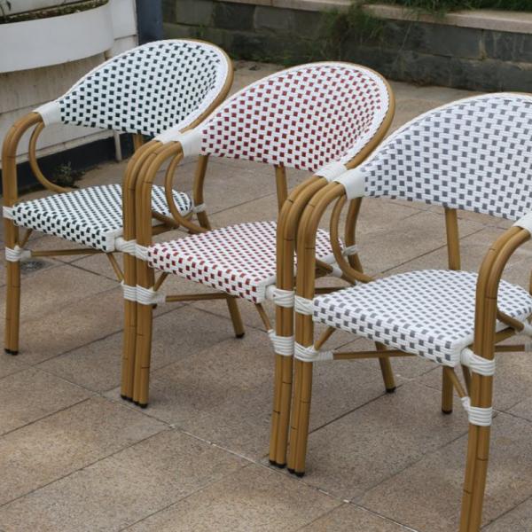 Waterproof PE Rattan Wicker Chair for French Bistro Garden Furniture in Cottage
