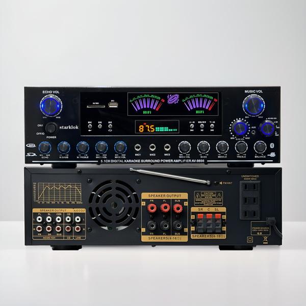 AV-9898 Cannon Home Audio Receiver Home Amplifier 5.1 CH 500W*2+200W Surround+300W Subwoofer Durable Metal Independent Passive