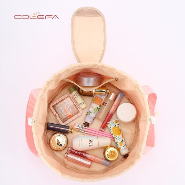 Polyester Drawstring Cosmetic Bag Large Capacity Makeup Organizer Portable Travel Storage Pouch Cosmetic Bags with Custom LOGO