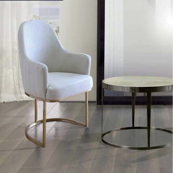 Luxury gold stainless steel dining chair baby pink velvet upholstery armrest chair for living room