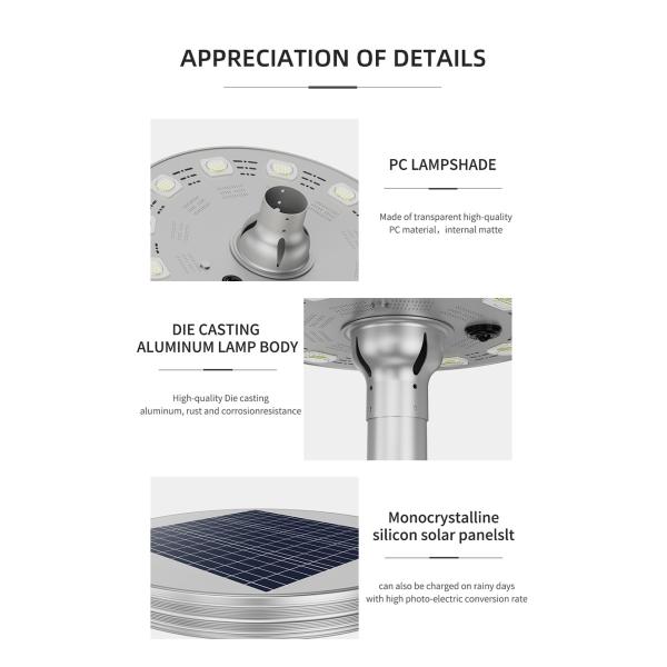 200W Ufo Solar Garden Lights Planet Style 10 Heads D532mm Outdoor