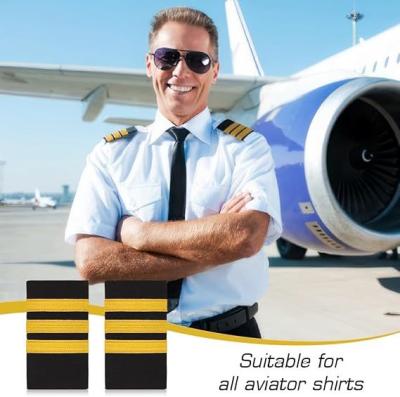 Professional Uniform Bars Airline Pilot Epaulets, Four Bars Captain Shoulder Boards Insignia Sliders Cosplay Epaulette Sliders