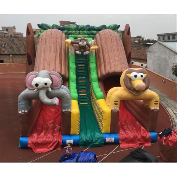 Гигантский открытый надувной лесной зверек сухая горка Огромная надувная обезьяна слон сухая горка для коммерческой продажи