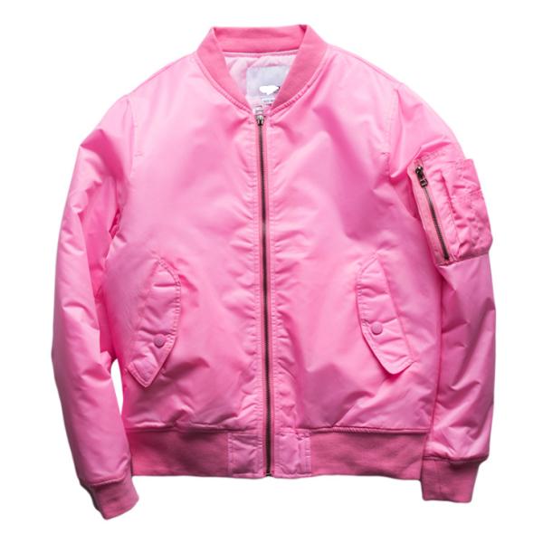 Male Vintage Ma1 Bomber Jacket With Crew Neck Collar Single Breasted