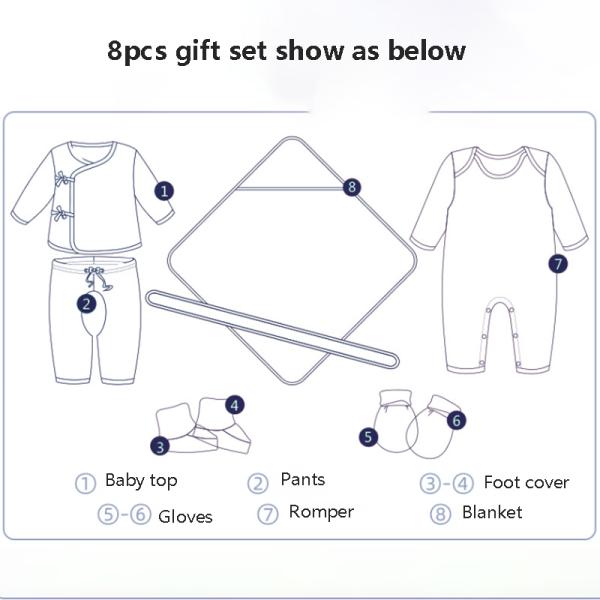 Fashion 8pcs New Born Clothing Sets Cotton Infant Boy Baby Footed Pajamas Romper Gift baby christmas clothes
