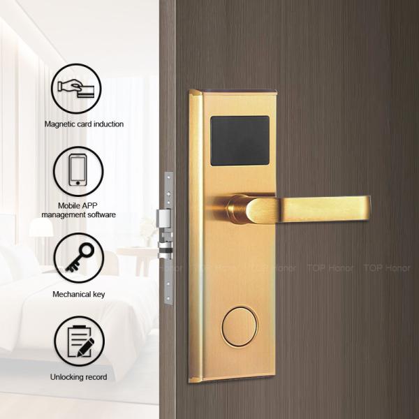 Fechadura de porta de quarto inteligente de aço inoxidável escovado Cartão TT Fechadura de alta classe