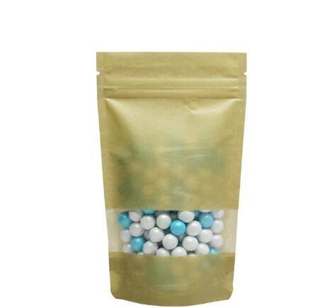 Clear  Stand Up Packaging Moisture-Proof Custom Kraft  Paper Bags For Pharmacy with window