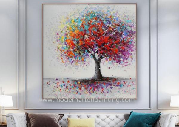 Pintura moderna colorida da árvore de Art Oil Painting Hand Painted do sumário para a sala de visitas 32 X 32