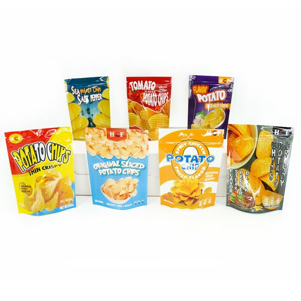 Zipper Seal PE Potato Chips Aluminum Foil Plastic Bag Custom Printed Food Pouch Package Stand Up Mylar Bags Recyclable 1 oz Customized Logo Printing