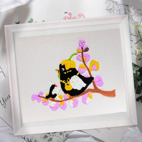 Milk Cotton And Wool Punch Needle DIY Crochet Kit Bird Decoration Painting For Beginners