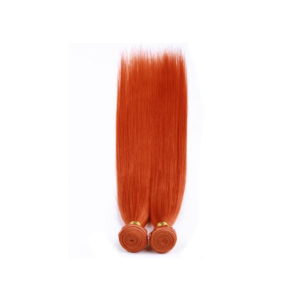 Orange Virgin Human Hair Extensions 12 Inch Double Stitch Weft Single Drawn