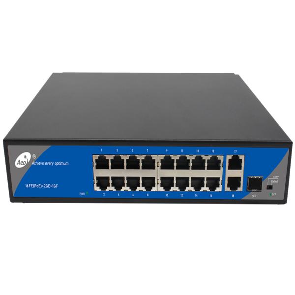 16 гаван uplink переключателя 2 1000M POE и 16 портов 100M POE