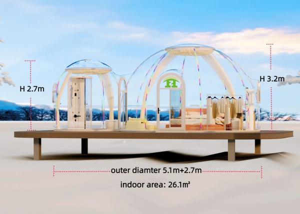 Good Quality Outdoor Hotel Resort Pc Leisure Round Glamping Sunscreen Double Dome House Tent
