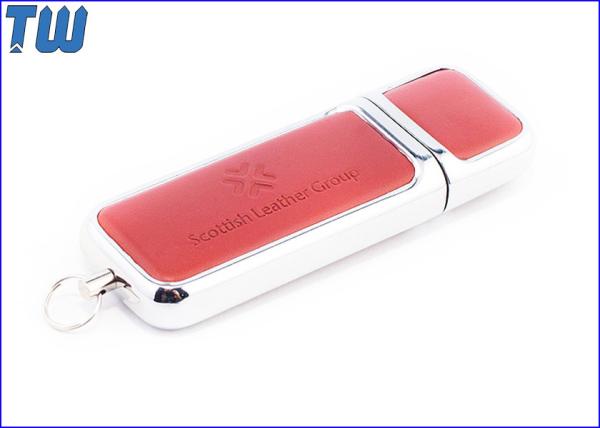 PU Leather Cover 64GB USB Flash Drives Smooth Edge Fine Touch