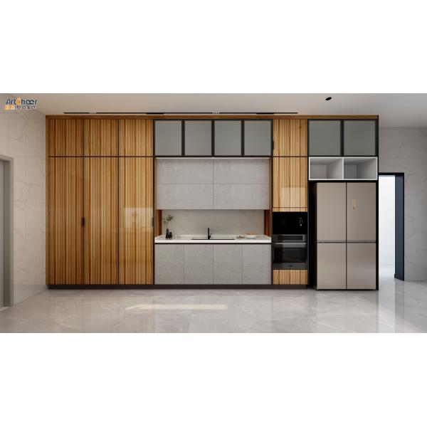 Conjunto completo de gabinetes de cocina de estilo moderno listos para ensamblar para mejoras en el hogar