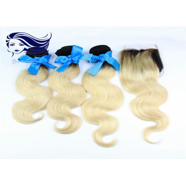 7A Peruvian Colored Hair Extensions Human Hair With Lace Closure