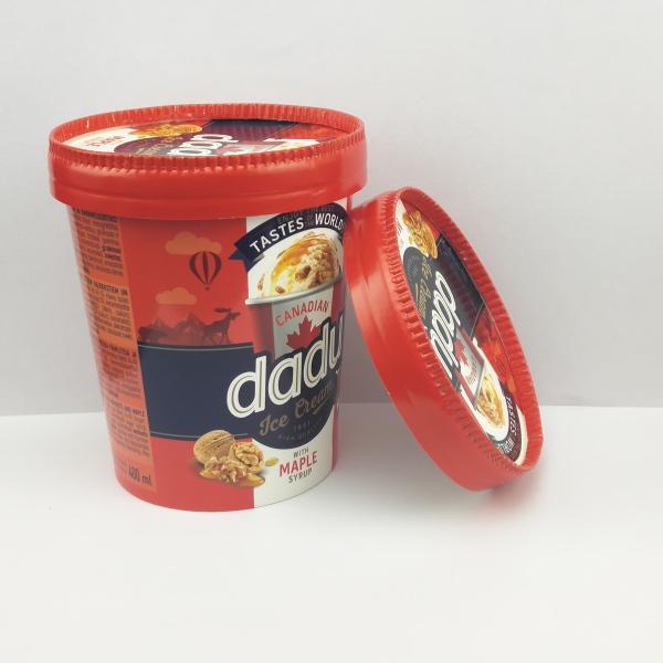 Banheiras de sorvete biodegradáveis de 475 ml com tampa, recipiente de papel de sorvete de 520 ml