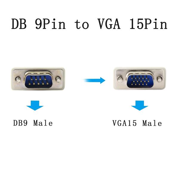 Rs232 9 Pin Male To 15 Pin Male Vga Cable 4.5ft 137cm Length