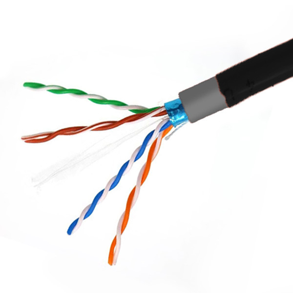 23AWG CAT6 FTPケーブル 固体 ブラック PE+PVC外装 ネットワークケーブル 1000Ft